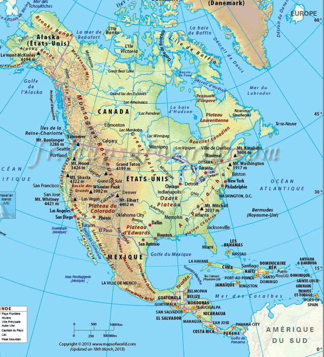 carte amerique nord